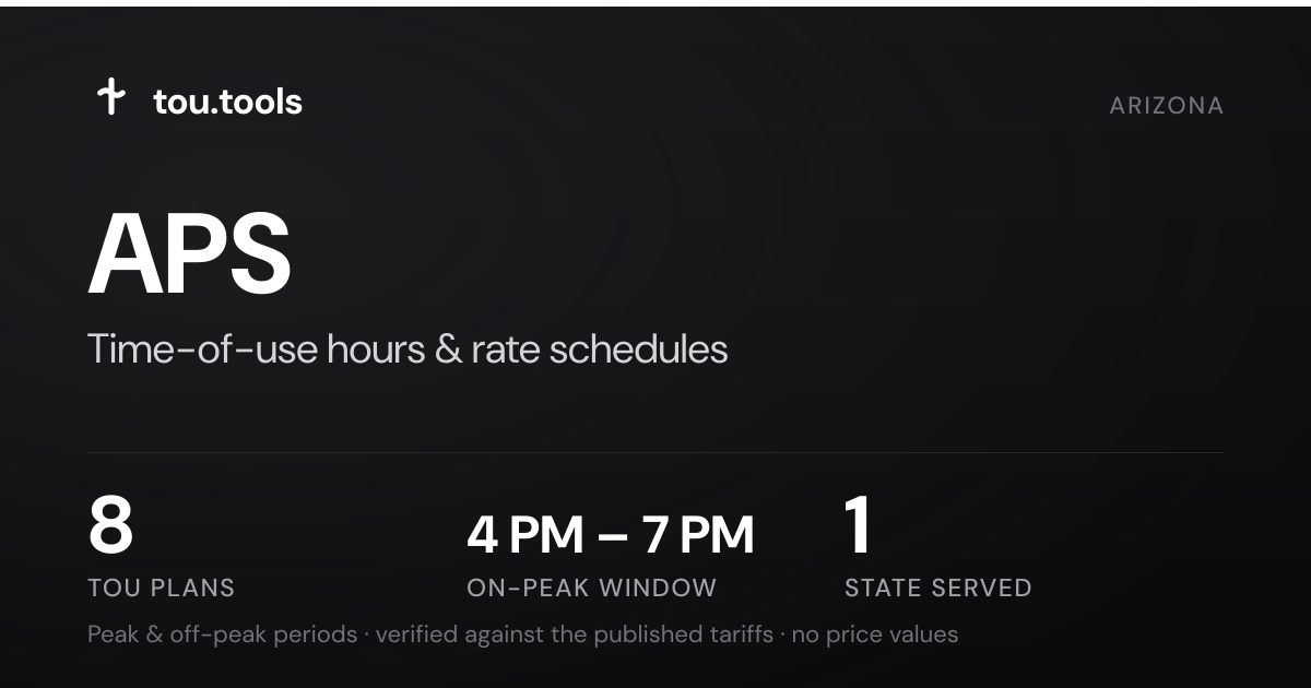 APS (Arizona Public Service) Time-of-Use Hours 2026: 7 Plans | tou.tools